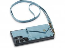 CaseMe Crossbody Pocket Case Aqua - Samsung Galaxy S23 Ultra Hoesje