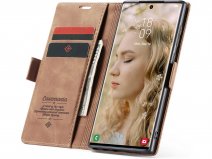 CaseMania Vintage Slim Bookcase Bruin - Samsung Galaxy S23 Ultra hoesje