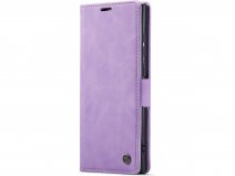 CaseMania Vintage Slim Bookcase Lila Paars - Samsung Galaxy S23 Ultra hoesje