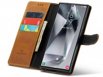 CaseMe Vintage Leather Case Cognac - Samsung Galaxy S23 Ultra hoesje