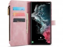 CaseMe Ritsvak Wallet Case Roze - Samsung Galaxy S23 Ultra Hoesje