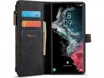 CaseMe Ritsvak Wallet Case Zwart - Samsung Galaxy S23 Ultra Hoesje