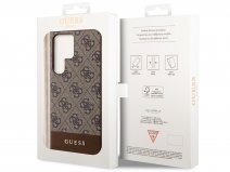 Guess Monogram Stripe Case Bruin - Samsung Galaxy S23 Ultra hoesje