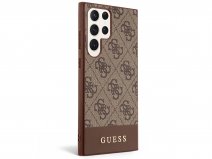 Guess Monogram Stripe Case Bruin - Samsung Galaxy S23 Ultra hoesje