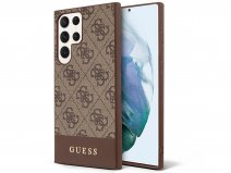 Guess Monogram Stripe Case Bruin - Samsung Galaxy S23 Ultra hoesje