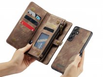 CaseMe 2in1 Wallet Ritsvak Case Bruin - Samsung Galaxy A36 Hoesje