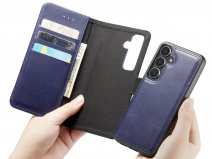 CaseMania 2in1 Magnetic Leather Bookcase Donkerblauw - Samsung Galaxy S24 Hoesje Leer
