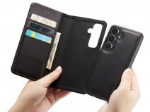 CaseMania 2in1 Magnetic Leather Bookcase Zwart - Samsung Galaxy S24 Hoesje Leer