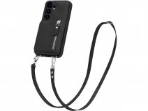 CaseMania Crossbody Wallet Case met Koord - Samsung Galaxy S24 Hoesje Zwart
