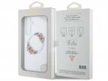 Guess Flower Wreath MagSafe Case Clear - Samsung Galaxy S24 hoesje