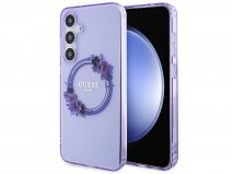Guess Flower Wreath MagSafe Case Paars - Samsung Galaxy S24+ hoesje