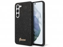 Guess Glitter Script Case Zwart - Samsung Galaxy S24+ hoesje