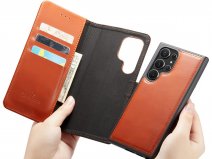 CaseMania 2in1 Magnetic Leather Bookcase Cognac - Samsung Galaxy S24 Ultra Hoesje Leer