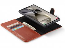 CaseMania 2in1 Magnetic Leather Bookcase Cognac - Samsung Galaxy S24 Ultra Hoesje Leer