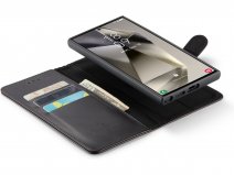 CaseMania 2in1 Magnetic Leather Bookcase Zwart - Samsung Galaxy S24 Ultra Hoesje Leer