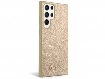 Guess Glitter Script Case Goud - Samsung Galaxy S24 Ultra hoesje