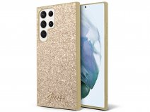 Guess Glitter Script Case Goud - Samsung Galaxy S24 Ultra hoesje