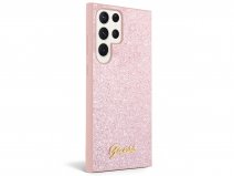 Guess Glitter Script Case Roze - Samsung Galaxy S24 Ultra hoesje