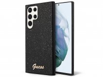 Guess Glitter Script Case Zwart - Samsung Galaxy S24 Ultra hoesje