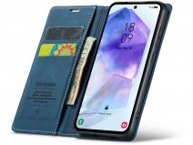 CaseMania Vintage Slim Bookcase Donkerblauw - Samsung Galaxy S25 FE hoesje