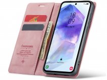 CaseMania Vintage Slim Bookcase Roze - Samsung Galaxy S25 FE hoesje