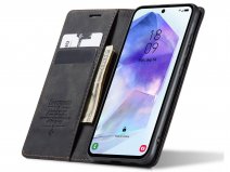 CaseMania Vintage Slim Bookcase Zwart - Samsung Galaxy S25 FE hoesje