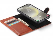 CaseMania 2in1 Magnetic Leather Bookcase Cognac - Samsung Galaxy S25 Hoesje Leer