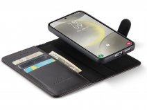 CaseMania 2in1 Magnetic Leather Bookcase Zwart - Samsung Galaxy S25 Hoesje Leer