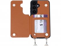 CaseMania Crossbody Wallet Case met Koord - Samsung Galaxy S25 Hoesje Cognac