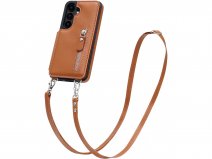 CaseMania Crossbody Wallet Case met Koord - Samsung Galaxy S25 Hoesje Cognac