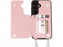 CaseMania Crossbody Wallet Case met Koord - Samsung Galaxy S25 Hoesje Roze