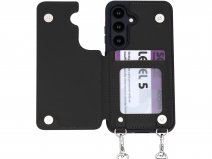 CaseMania Crossbody Wallet Case met Koord - Samsung Galaxy S25 Hoesje Zwart