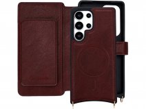 CaseMania 2in1 Bookcase met Koord en Minibag - Samsung S25 Ultra Hoesje Bordeaux
