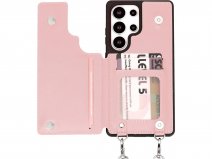 CaseMania Crossbody Wallet Case met Koord - Samsung Galaxy S25 Ultra Hoesje Roze