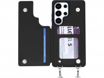 CaseMania Crossbody Wallet Case met Koord - Samsung Galaxy S25 Ultra Hoesje Zwart