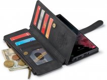 CaseMania Ritsvak Wallet Case Zwart - Samsung Galaxy S25 Ultra Hoesje