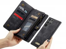 CaseMe 2in1 Wallet Ritsvak Case Zwart - Samsung Galaxy S25 Ultra Hoesje