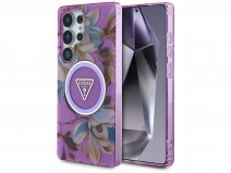 Guess Flowers MagSafe Case Paars - Samsung Galaxy S25 Ultra hoesje