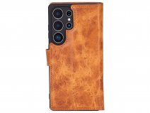 Solidenz Wax Leather Wallet Bruin - Samsung Galaxy S25 Ultra Hoesje Leer