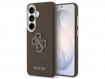 Guess Big 4G Saffiano Case Bruin - Samsung Galaxy S26 hoesje