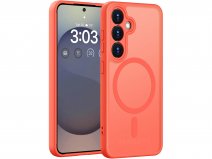 CaseMania Lens Protection Samsung Galaxy S26 Hoesje Frosted MagSafe Case Oranje