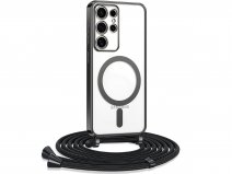 Shiny Crossbody Case Zwart - Samsung Galaxy S26 Ultra hoesje met Koord Qi2 MagSafe