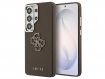 Guess Big 4G Saffiano Case Bruin - Samsung Galaxy S26 Ultra hoesje