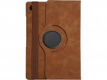 Vintage Draaibare Swivel Stand Case Cognac - Samsung Galaxy Tab S10 FE/S9 FE/S9 Hoesje