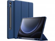 CaseMania Samsung Galaxy Tab S9 FE hoesje Donkerblauw - Smart Stand Case met S-Pen Houder