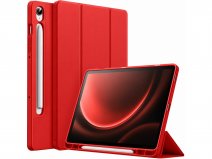 CaseMania Samsung Galaxy Tab S9 FE hoesje Rood - Smart Stand Case met S-Pen Houder