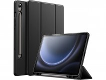 CaseMania Samsung Galaxy Tab S9 FE hoesje Zwart - Smart Stand Case met S-Pen Houder