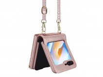CaseBoutique Samsung Galaxy Z Flip 7 FE hoesje - Koord Case Quilted Roze