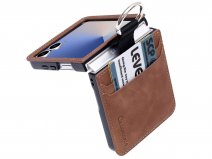 CaseMania Vintage Slim Wallet Case Cognac - Samsung Galaxy Z Flip 7 hoesje