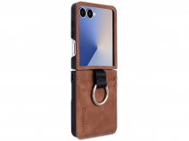 CaseMania Vintage Slim Wallet Case Cognac - Samsung Galaxy Z Flip 7 hoesje